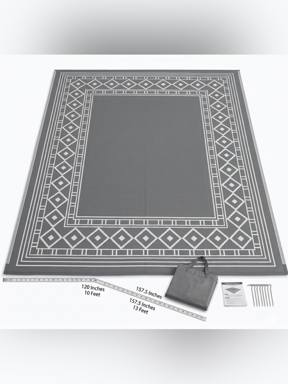 Large 10x13 Reversible Outdoor Patio Rug Waterproof Plastic Straw RV Camping Mat